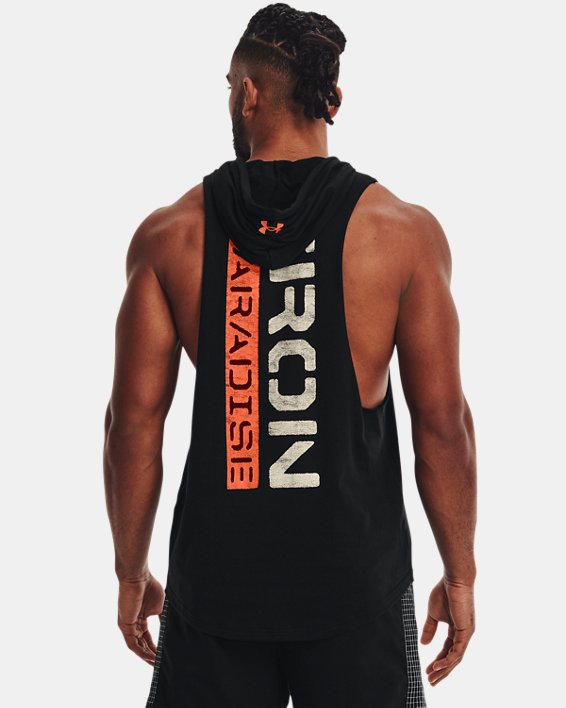 Men's Project Rock Iron Paradise Sleeveless Hoodie in Black image number 1